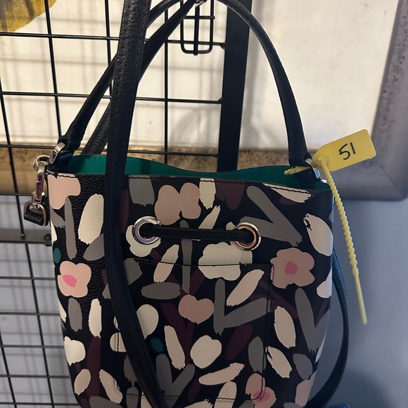 Kate Spade Eva Fete Black and Pink Floral Crossbody Bag - Picture 4 of 5